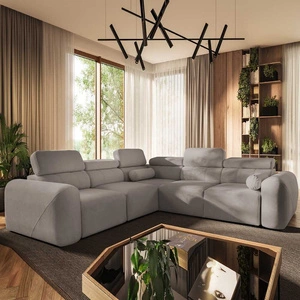 Cantare III rohová sedačka s funkcí spaní šedý jasan levá pohodlná a stylová rohová sedačka do obývacího pokoje dvě nádoby na lůžkoviny