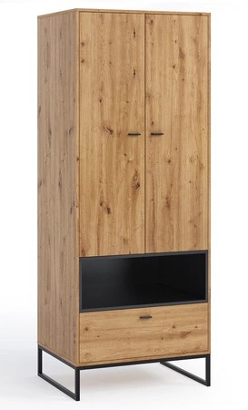 Šatní skříň Olier 80 cm dub řemeslný funkční nábytek ideální šatní skříň do předsíně nebo do kanceláře v podkroví