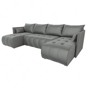 Rohová sedací souprava s funkcí spaní Selva U světle šedá Zajímavě prezentovaná rohová sedací souprava z měkké látky sametového typu