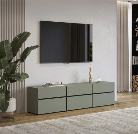 RTV skříňka Cross 180 cm zelená moderní design ideální skříňka do obývacího pokoje a obýváku geometrický tvar