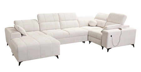 Penejos IV Lux rohová pohovka s funkcí spaní šedý jasan levá stylová rohová pohovka s pohodlnou výsuvnou podnožkou