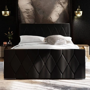 Čalouněná postel Sparks 160x200 černá s úložným prostorem v moderním stylu s výrazným čelem a nohou
