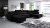 Rohová sedací souprava s funkcí spaní Nausa VI černá levá strana stylová rohová sedací souprava do obývacího pokoje s pohodlnou povrchovou úpravou měkká sametová látka