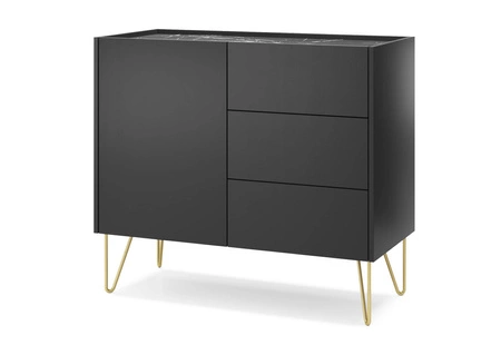 Zásuvková komoda Madison 97 cm černá grafitová / mramorová černá královský modernistický design dekorativní deska v mramorovém dekoru