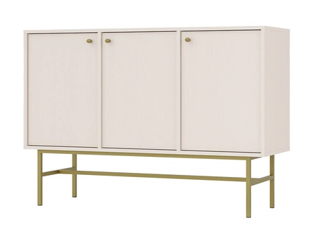 Komoda Kioto III 125 cm béžová minimalistická forma ideální komoda do ložnice obývacího pokoje nebo pokoje pro mládež stabilní zlatý rám