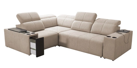 Rohová pohovka s funkcí spaní Tesalia II Lux mint levá pohodlná rohová pohovka s posuvným opěradlem a výsuvnou podnožkou