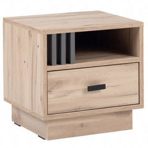 Noční stolek se zásuvkou Estan dub světlý / antracit je funkční kus nábytku v nadčasovém designu ideální noční stolek do ložnice