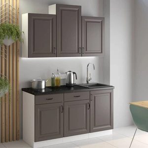 Sada kuchyňského nábytku Silver 150 cm skříně vypadají skvěle v klasických i moderních skandinávských interiérech