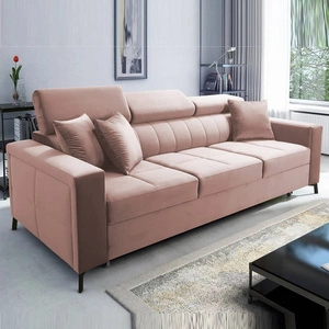 Pohovka s funkcí spaní Nausa quartz pink nastavitelné opěrky hlavy steh a odolné proti poškrábání pohodlné při relaxaci