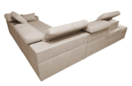 Rohová sedací souprava s funkcí spaní Tesalia IX modrá levá moderní design pohodlný posuvný opěrák zásuvka v boku nábytku