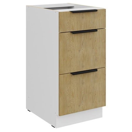 Sada kuchyňského nábytku Cremona 260 cm elegantní kuchyňské skříňky v jemných a přírodních barvách úchyty s kovovými hranami