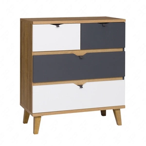 Komoda Memone 81 cm zlatý dub / bílá / grafit ideální komoda do dětského nebo studentského pokoje ve skandinávském stylu