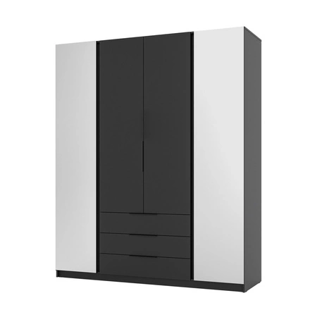 Zrcadlová šatní skříň Kastano II 200 cm černá klasický tvar úchyty na hraně ideální šatní skříň do ložnice prostorné zásuvky