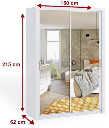 Zrcadlová posuvná skříň Rico 150 cm dub řemeslný funkční nábytek v klasickém stylu ideální skříň do ložnice nebo šatny