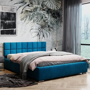 Čalouněná postel Nessa 180x200 modrá stylová postel s úložným prostorem na lůžkoviny pohodlné čelo potěší svým elegantním designem
