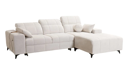 Rohová sedací souprava s funkcí spaní Penejos losos pravý elegantní rohová sedací souprava s úložným prostorem na lůžkoviny pohodlné nastavitelné opěrky hlavy