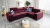 Rohová pohovka s funkcí spaní Hampton II bordó pravá strana stylová rohová rozkládací pohovka měkké čalounění typ látky samet
