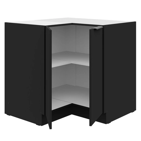 Rohová sestava kuchyňského nábytku Brianza / Černá 330x210 cm kovové úchytky skříněk vypadají skvěle v moderních interiérech