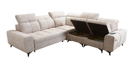 Rohová sedací souprava s funkcí spaní Buffalo III žlutá pravá rohová pohodlná sedací souprava s estetickou povrchovou úpravou s kontejnery na lůžkoviny