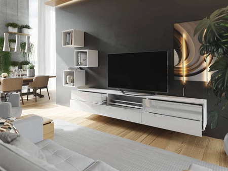 Sarti nábytek bílá / bílý lesk stylový design funkční mediální koutek v mimořádně moderním stylu