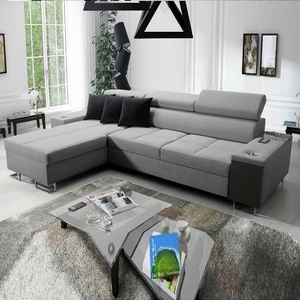 Rohová sedací souprava s funkcí spaní Dafni šedá levostranný výplet pohodlí a funkčnost pro každodenní relaxaci