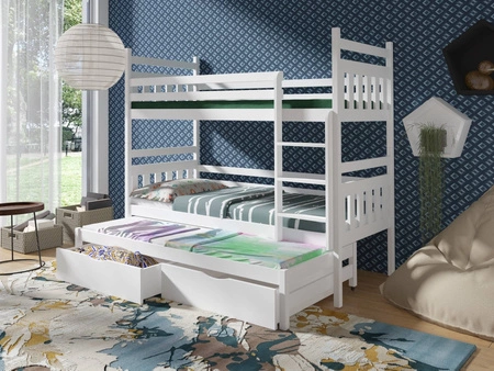 Patrová postel Hania pro 3 osoby 80x190 cm ideální do dětského pokoje šetří podlahovou plochu zabírá místo jednolůžka