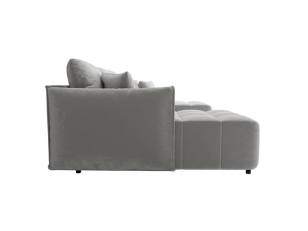 Rohová sedací souprava s funkcí spaní Oroso U světle šedý kontejner na lůžkoviny měkká sametová tkanina s hydrofobní vrstvou dekorativní prošívání