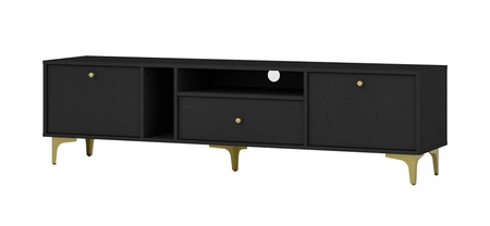 RTV Kioto I 180 cm černý grafit elegantní skříňka v nadčasových barvách jemné zlaté úchytky