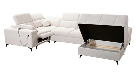 Rohová pohovka s funkcí spaní Penejos IV Lux béžová pravostranná stylová rohová pohovka s pohodlnou výsuvnou podnožkou