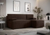 Rohová sedací souprava s funkcí spaní Brandon hnědý pravý roh měkká tkanina s charakteristickou smyčkovou povrchovou nádobou na lůžkoviny