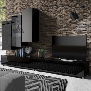 Nástěnná skříňka Apulia XVII v černém lesku Výjimečně stylová nástěnná skříňka s jednoduchými nábytkovými díly, která se hodí do každého interiéru