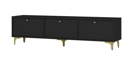 RTV skříň Kioto I 180 cm černá grafitová stylový design kovové nohy skříň s dvířky otevíranými dolů nadčasové barvy