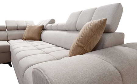 Rohová sedací souprava s funkcí spaní Bolmso III hnědá levá rohová sedací souprava s kontejnery na lůžkoviny s plnovýsuvnou zásuvkou v boku nábytku