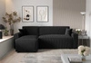 Rohová sedací souprava s funkcí spaní Brandon Bis černá levá trojrozměrná tkanina s výrazným pruhovaným kontejnerem na lůžkoviny