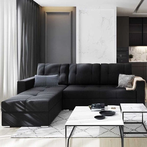 Rohová sedací souprava s funkcí spaní Aldo černá levá strana zaručuje nejvyšší pohodlí a funkčnost