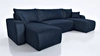Rohová sedací souprava s funkcí spaní Fiesta U tmavě modrá stylová rohová sedací souprava se zajímavým tvarem odolná nádoba na lůžkoviny z plyšové tkaniny