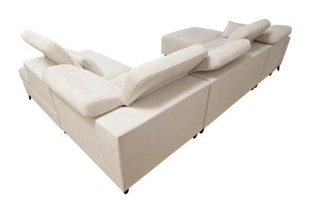 Rohová pohovka s funkcí spaní Penejos VI modrá levostranná stylová rohová pohovka se dvěma přihrádkami na lůžkoviny odolná látka