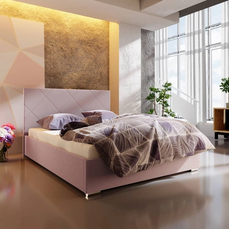 Čalouněná postel Hernani 180x200 pudrově růžová s moderním stylem čela ideální do ložnice