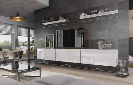 Sparta černý lesklý modernistický design umožňuje zařídit multimediální koutek v moderním stylu