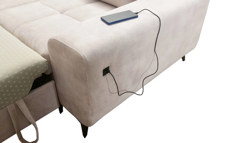 Rohová sedací souprava s funkcí spaní Buffalo IV zelená levá strana stylová rohová sedací souprava se dvěma přihrádkami na lůžkoviny velurová tkanina