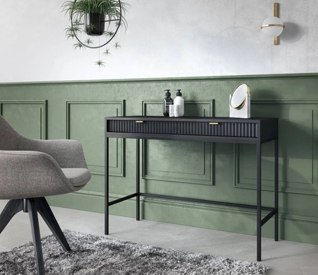 Černá konzola Lovro se zásuvkami stylový a funkční nábytek do předsíně, obývacího pokoje nebo kanceláře