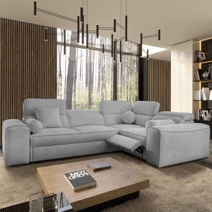 Rohová sedací souprava s funkcí spaní Viano II Lux světle šedá pravá designová rohová sedací souprava do obývacího pokoje s pohodlným výsuvným podnožníkem