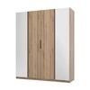 Šatní skříň se zrcadlem Kastano IX 200 cm dub evokuje moderní design šatní skříně určené do ložnice nebo předsíně kovové úchyty