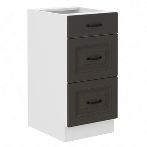 Stojící kuchyňská skříňka se zásuvkami Silver 40 D 3S BB skříňka odolná vůči páře, vysoké teplotě a rozlitým tekutinám