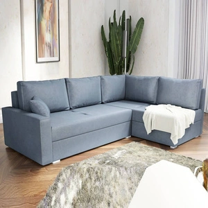 Rohová sedací souprava s funkcí spaní Nofi tmavě šedá pravý roh moderní design jednoduchý a stylový design, který se hodí do každého interiéru