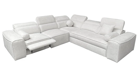 Rohová sedačka s funkcí spaní Viano III Lux šedá levá moderní rohová sedačka do obývacího pokoje s výsuvnou podnožkou kontejner na ložní prádlo