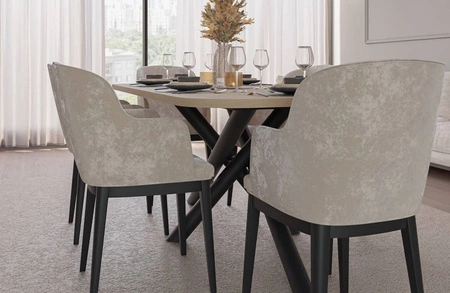 Lyon stůl 90x185 cm dub lindberg / černý stylový jídelní stůl na designových pavoučích nohách výškově nastavitelný