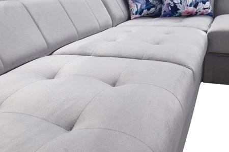 Rohová sedací souprava s funkcí spaní Hampton III quartz růžová pravostranná pohodlná rohová sedací souprava z hladké a měkké sametové tkaniny