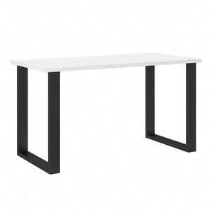 Stůl Taunton 138x67 cm bílá / černá jednoduchý tvar nábytku obohacený o stylové černé nohy v loftovém stylu odolné proti rozlití desky