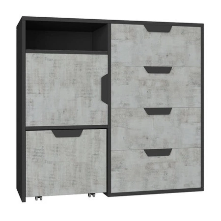 Komoda Nano 90 cm grafit / enigma bezproblémové používání a trvanlivost stylový a funkční doplněk do kanceláře a pokoje teenagera
